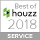 A badge that says best of houzz 2 0 1 8 service.